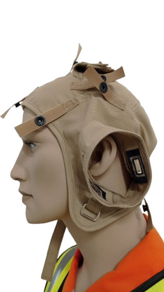 Caschetto da ponte volo in gabardine khaki — vista laterale