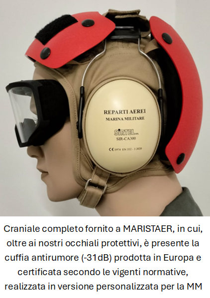 Craniale completo con cuffia antirumore -31 dB e occhiali protettivi