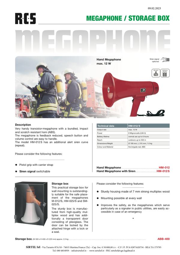 Copertina Megafono HM-012 / 012S