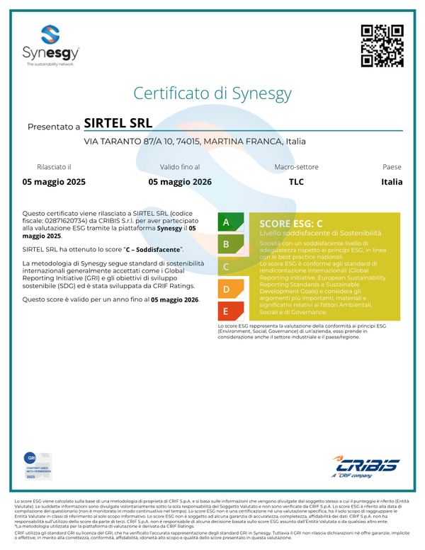 Copertina Certificato di sostenibilità CRIF